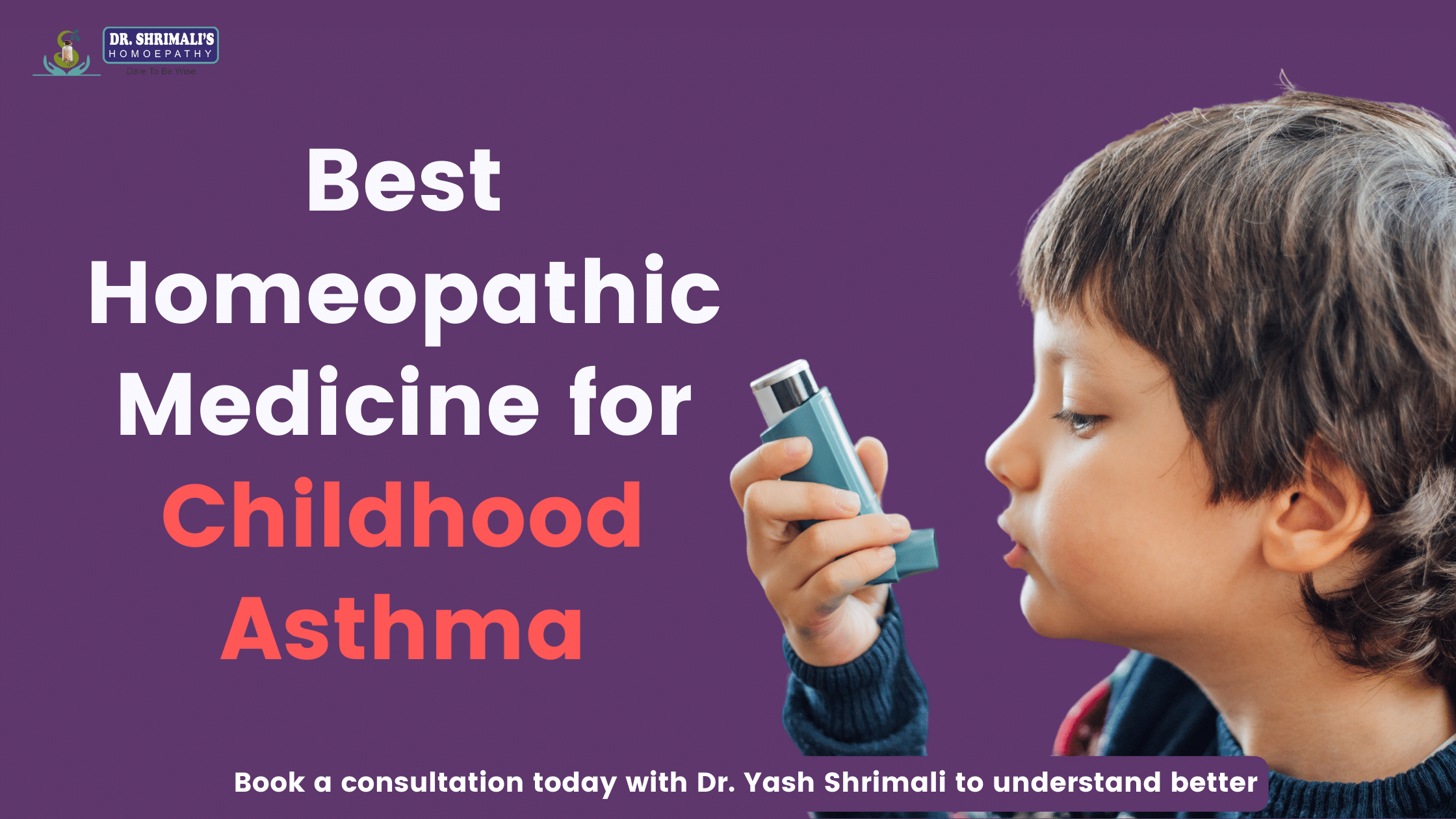 A child using an inhaler, representing homeopathic alternatives for asthma management